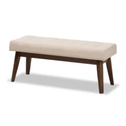Elia Mid Century Modern Walnut Wood Fabric Button Tufted Bench - Baxton Studio -Outlet Baxton Studio Store GUEST e3806eeb cd47 4c76 8d44 30cb44de9ef9