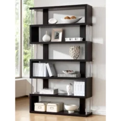 75.5" Barnes Six Shelf Modern Bookshelf Dark Brown - Baxton Studio -Outlet Baxton Studio Store GUEST e3caa8ae c4e9 4b4d b5f0 1f7637714aac