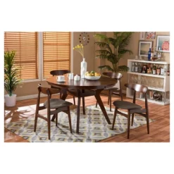 Montreal Mid-Century Round Wood Dining Table - Brown Walnut - Baxton Studio -Outlet Baxton Studio Store GUEST e42a4210 cac9 44dd a6f6 ddb2e62e0d1e