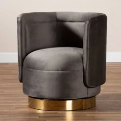 Saffi Velvet Upholstered Swivel Accent Chair - Baxton Studio -Outlet Baxton Studio Store GUEST e5dd005f 2f0d 4a8e b01b e72afb62eb91