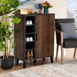 Idina Mid-Century Wood 1 Door Shoe Cabinet Dark Brown/Gray - Baxton Studio 11 Idina Mid-Century Wood 1 Door Shoe Cabinet Dark Brown/Gray - Baxton Studio -Outlet Baxton Studio Store GUEST e5f12f99 c6f7 42ea b5c2 46ce0d0d3402