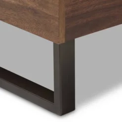 King Mitchell Rustic Industrial Walnut Wood And Faux Leather Metal Platform Bed White - Baxton Studio -Outlet Baxton Studio Store GUEST e601a215 dd1e 49f6 b32d 09ecaf1755f5