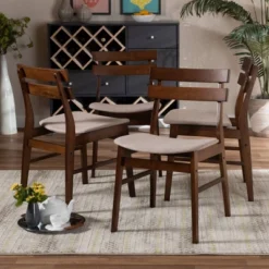 Set Of 4 Devlin Upholstered Wood Dining Chairs - Baxton Studio -Outlet Baxton Studio Store GUEST e67ff401 d037 400e a609 fd2996c28938