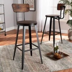 Set Of 2 Kenna Wood And Metal Finished Metal Barstools Brown/Black - Baxton Studio 9 Set Of 2 Kenna Wood And Metal Finished Metal Barstools Brown/Black - Baxton Studio -Outlet Baxton Studio Store GUEST e6e68fdd db6c 47d4 bf0b 7ae2c368efe1