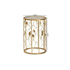 Anaya Glam Brushed Metal And Glass Leaf Accent End Table Gold - Baxton Studio -Outlet Baxton Studio Store GUEST e7132e9a e691 4035 9632 80426faf13ad