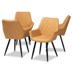 4pc Astrid Leather Upholstered Metal Dining Chairs - Baxton Studio -Outlet Baxton Studio Store GUEST e755a980 ee6b 45e6 8fa7 cdba97bbb16c