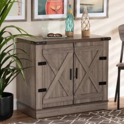 Wayne Farmhouse Wood 2 Doors Shoe Storage Cabinet Oak Brown - Baxton Studio -Outlet Baxton Studio Store GUEST e7ee6bb5 cdfb 4bf1 82ec 4df181e8d436