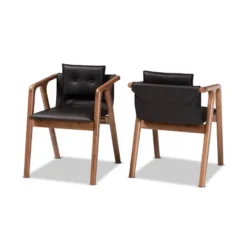 2pc Marcena Imitation Leather Upholstered And Wood Dining Chair Set - Baxton Studio -Outlet Baxton Studio Store GUEST e812dcfd ecd0 408a 8727 75259322792f
