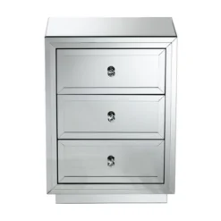 Baxton Studio Lina Mirrored 3 Drawer Nightstand Bedside Table Silver - BaxtonStudio -Outlet Baxton Studio Store GUEST e8235fcf 239c 49a9 a6dc 786fbce2b2fd