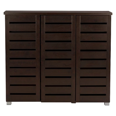 Adalwin Modern And Contemporary 3-Door Wooden Entryway Shoes Storage Cabinet - Dark Brown - Baxton Studio 1 Adalwin Modern And Contemporary 3-Door Wooden Entryway Shoes Storage Cabinet - Dark Brown - Baxton Studio
