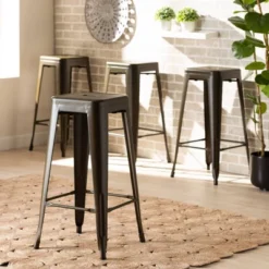 4pc Horton Gunmetal Metal Stackable Barstool Set Gun Metal - Baxton Studio -Outlet Baxton Studio Store GUEST e8eb6d0f e795 4711 90a0 f936b6e42977