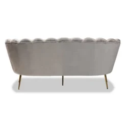 Genia Velvet Fabric Upholstered And Metal Sofa Gray/Gold - Baxton Studio -Outlet Baxton Studio Store GUEST e94ee164 922f 488c a41c 812c00325128