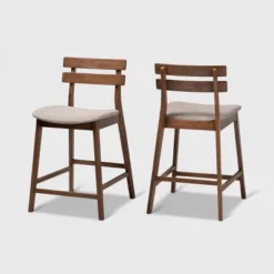 Set Of 2 Larine Wood Counter Height Barstools - Baxton Studio -Outlet Baxton Studio Store GUEST e9dc21cc 9e9d 4f0c b701 365fb76c7b97