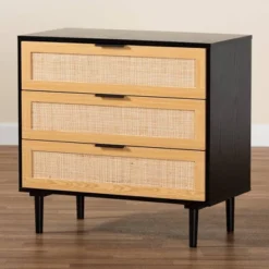 Maureen Wood And Rattan 3 Drawer Dresser Espresso/Natural Brown - Baxton Studio -Outlet Baxton Studio Store GUEST ea028d60 9045 4376 8fde 39c28ae69722