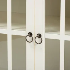 Kendall Wood And Glass Kitchen Cabinet White - Baxton Studio -Outlet Baxton Studio Store GUEST eab1114d bfd5 45b2 b097 29307b573563