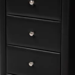 Tessa Faux Leather Upholstered 3 Drawer Nightstand Black - Baxton Studio -Outlet Baxton Studio Store GUEST eac99a6b c9e4 4692 bf02 c7705bb6d711