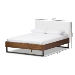 King Mitchell Rustic Industrial Walnut Wood And Faux Leather Metal Platform Bed White - Baxton Studio -Outlet Baxton Studio Store GUEST eb049489 6297 400f a754 dcf68e3a9e41