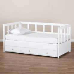 Twin To King Kendra Expandable Daybed With Storage Drawers White - Baxton Studio -Outlet Baxton Studio Store GUEST eb5dcea2 b37f 4e31 b65b c766bf7c842b