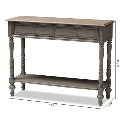 Noemie Country Cottage Farmhouse Finished 2 Drawer Console Table Brown - Baxton Studio 9 Noemie Country Cottage Farmhouse Finished 2 Drawer Console Table Brown - Baxton Studio - Image 9