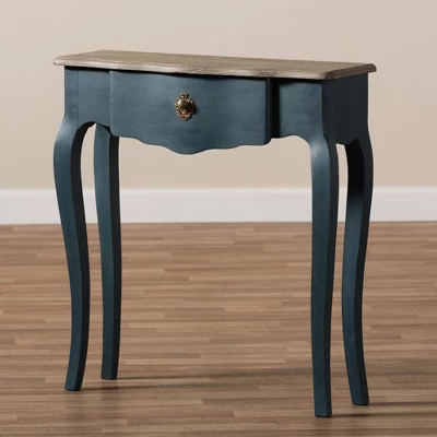 Mazarine Classic And Provincial Spruce Finished Console Table Blue - Baxton Studio 9 Mazarine Classic And Provincial Spruce Finished Console Table Blue - Baxton Studio - Image 9