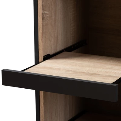 Fabian Oak Finished Kitchen Cabinet With Roll Out Compartment Dark Gray/Brown - Baxton Studio 7 Fabian Oak Finished Kitchen Cabinet With Roll Out Compartment Dark Gray/Brown - Baxton Studio - Image 7