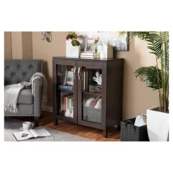 Sintra Modern And Contemporary Sideboard Storage Cabinet With Glass Doors - Dark Brown - Baxton Studio -Outlet Baxton Studio Store GUEST ed7ca380 8077 40ad 904d dd28ccc9ec68