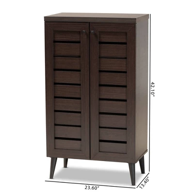 Salma Wood 2 Door Shoe Storage Cabinet Dark Brown - Baxton Studio 10 Salma Wood 2 Door Shoe Storage Cabinet Dark Brown - Baxton Studio - Image 10