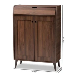 Cormier Walnut Finished 2 Door Wood Entryway Shoe Storage Cabinet Brown - Baxton Studio -Outlet Baxton Studio Store GUEST ee119aae ba57 4814 ae06 b72301c1e578