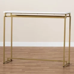 Renzo Metal Console Table With Faux Marble Tabletop White/Gold - Baxton Studio 12 Renzo Metal Console Table With Faux Marble Tabletop White/Gold - Baxton Studio -Outlet Baxton Studio Store GUEST ee933858 cd39 4004 aaec 92a422973474
