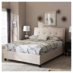 Queen Lea Modern And Contemporary Mix - Linen Storage Platform Bed - Baxton Studio -Outlet Baxton Studio Store GUEST eec37b72 eb4d 4ffe 9165 c1378adbc3bb