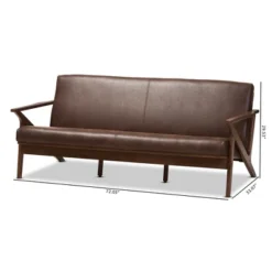 Bianca Mid-Modern Walnut Wood Distressed Faux Leather 3 Seater Sofa Dark Brown - Baxton Studio -Outlet Baxton Studio Store GUEST efafbf22 0107 490e a04c 244afb61f915