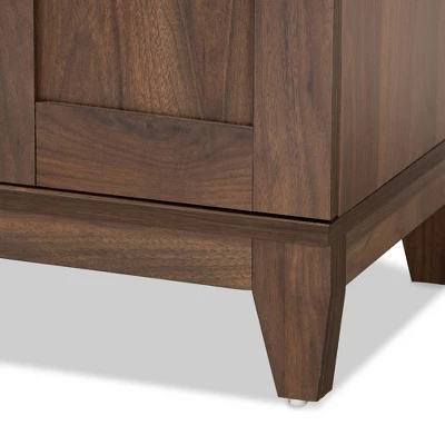 2 Door Nissa Wood Shoe Storage Cabinet Walnut Brown - Baxton Studio 5 2 Door Nissa Wood Shoe Storage Cabinet Walnut Brown - Baxton Studio - Image 5