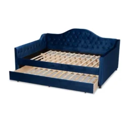 Perry Velvet Daybed With Trundle - Baxton Studio -Outlet Baxton Studio Store GUEST f0046f34 7f53 4872 ba75 ef2bd5e2ed80