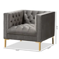 Zanetta Luxe And Glamour Velvet Upholstered Gold Finished Lounge Chair - Baxton Studio -Outlet Baxton Studio Store GUEST f09707a4 aba2 41c5 b4a7 30390fca274d
