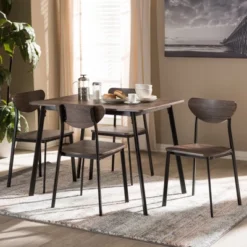 5pc Ornette Mid Century Modern Matte Frame Dining Set Light Brown - Baxton Studio -Outlet Baxton Studio Store GUEST f0b08400 8c59 467a a3bf 51e24e87a52a