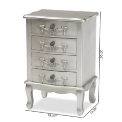 Callen Brushed Wood 4 Drawer Nightstand Silver - Baxton Studio -Outlet Baxton Studio Store GUEST f0da9765 4371 4734 8f8e 1503454759fa