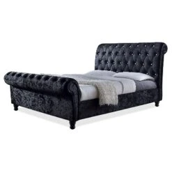 Castello Velvet Upholstered Faux Crystal - Buttoned Sleigh Platform Bed - Baxton Studio -Outlet Baxton Studio Store GUEST f0f3cb41 50c2 43e3 9abb 5e40d0ea1169