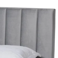 Clare Velvet Panel Bed With Tufted Headboard - Baxton Studio -Outlet Baxton Studio Store GUEST f2652564 e744 4ab4 ad2e a868e7726c2c