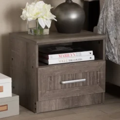 Gallia Modern And Contemporary Oak Finished 1 Drawer Nightstand Brown - Baxton Studio -Outlet Baxton Studio Store GUEST f2afd751 92a3 4d5f b25b 6917e77a682d