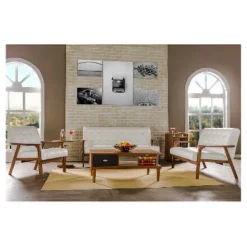 Mid-Century Masterpieces Loveseat White - Baxton Studio -Outlet Baxton Studio Store GUEST f2b5df5b 83a9 4851 a1d3 36504199e40d