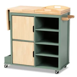 Dorthy Two-Tone Wood Kitchen Cart Green/Natural - Baxton Studio 19 Dorthy Two-Tone Wood Kitchen Cart Green/Natural - Baxton Studio -Outlet Baxton Studio Store GUEST f2bbefdd 0bbf 4a5f a4f3 bcd193a8a0c1