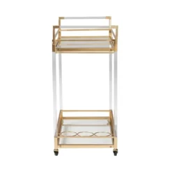 Savannah Metal And Glass Wine Cart Gold/Clear - Baxton Studio -Outlet Baxton Studio Store GUEST f2d14161 b13f 4426 a7a1 007e549394b0