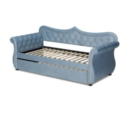 Twin Abbie Velvet Tufted Daybed With Trundle Light Blue - Baxton Studio -Outlet Baxton Studio Store GUEST f3667019 05e1 4d0d ab34 f322094ca485