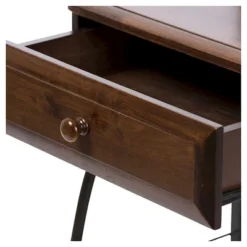 Jevenci Vintage Antique Dark Bronze Metal And Wood 1-Drawer Nightstand - Walnut - Baxton Studio -Outlet Baxton Studio Store GUEST f43eddd7 0718 477b afaf 8ee4a19139a1