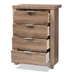 Laverne Modern And Contemporary Oak Finished 4 Drawer Chest Brown - Baxton Studio