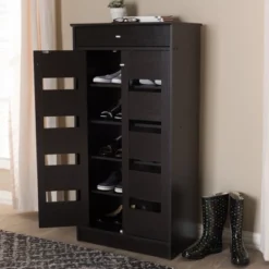 Acadia Modern And Contemporary Finished Shoe Cabinet Dark Brown - Baxton Studio -Outlet Baxton Studio Store GUEST f4a2db63 ed67 4269 b678 d09e64f2f3a5