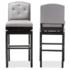 Set Of 2 Ginaro Modern And Contemporary Fabric Button Tufted Upholstered Swivel Barstools - Gray - Baxton Studio
