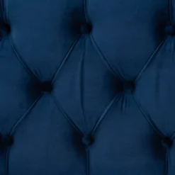 Powell Velvet Fabric Upholstered And PU Leather Ottoman Gold/Blue - Baxton Studio -Outlet Baxton Studio Store GUEST f4f14b2c 949b 4d30 8579 47ce279aa146