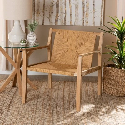 Delaney Wood Hemp Accent Chair Oak Brown - Baxton Studio 2 Delaney Wood Hemp Accent Chair Oak Brown - Baxton Studio - Image 2