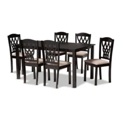 7pc Salem Fabric Upholstered And Wood Dining Set - Baxton Studio -Outlet Baxton Studio Store GUEST f52fa7ab dba8 4bf5 8ce0 970912f99100